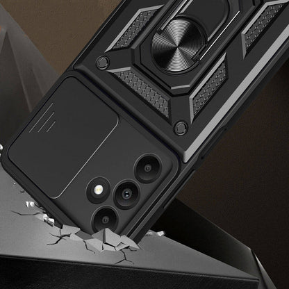 Galaxy A15 Kılıf Magnetik Standlı Kamera Korumalı Mnc Sürgülü Vega Kapak-Siyah