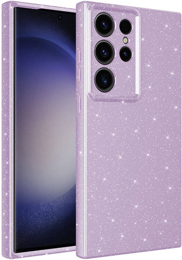 Galaxy S24 Ultra Kılıf Kamera Korumalı Simli Lüks Mnc Koton Kapak-Lila