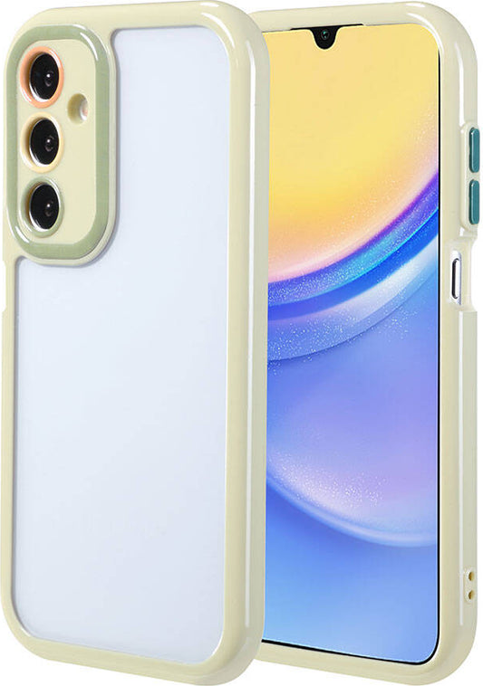 Galaxy A15 Kılıf Kamera Korumalı Renkli Kenar ve Çerçeve Tasarımlı Mnc Vitamin Kapak-Yeşil