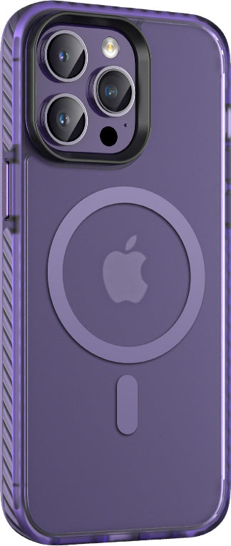 Apple iPhone 14 Pro Max Kılıf Mat Arka Yüzey Wireless Şarj Özellikli Mnc Locik Kapak-Derin Mor