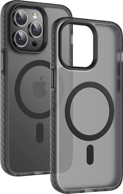 Apple iPhone 14 Pro Max Kılıf Mat Arka Yüzey Wireless Şarj Özellikli Mnc Locik Kapak-Derin Mor