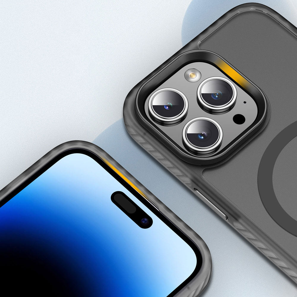 Apple iPhone 14 Pro Max Kılıf Mat Arka Yüzey Wireless Şarj Özellikli Mnc Locik Kapak-Derin Mor