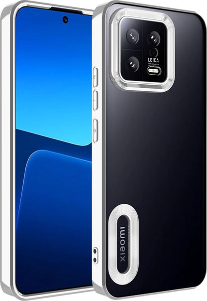 Xiaomi Mi 13 Kılıf Kamera Korumalı Logo Gösteren Mnc Omega Kapak-Gümüş