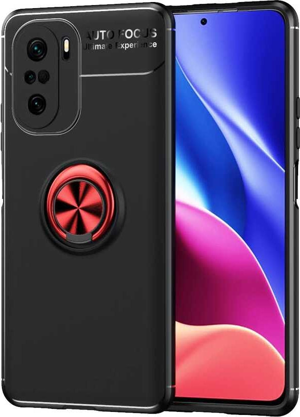Xiaomi Redmi K40 Kılıf Mnc Ravel Silikon Kapak-Siyah-Kırmızı
