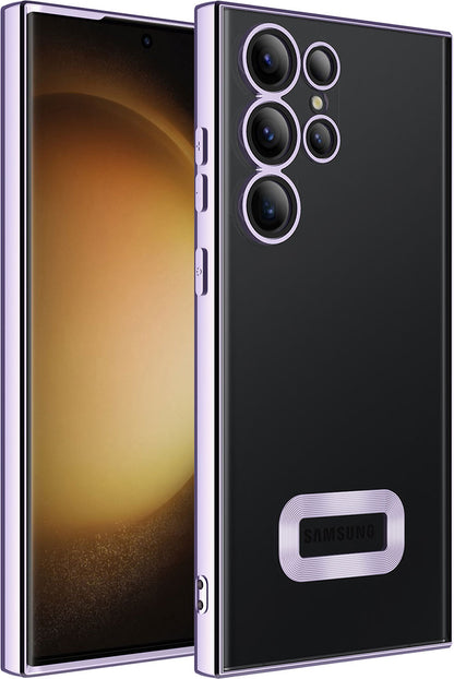 Galaxy S23 Ultra Kılıf Kamera Korumalı Logo Gösteren Mnc Omega Kapak-Lila