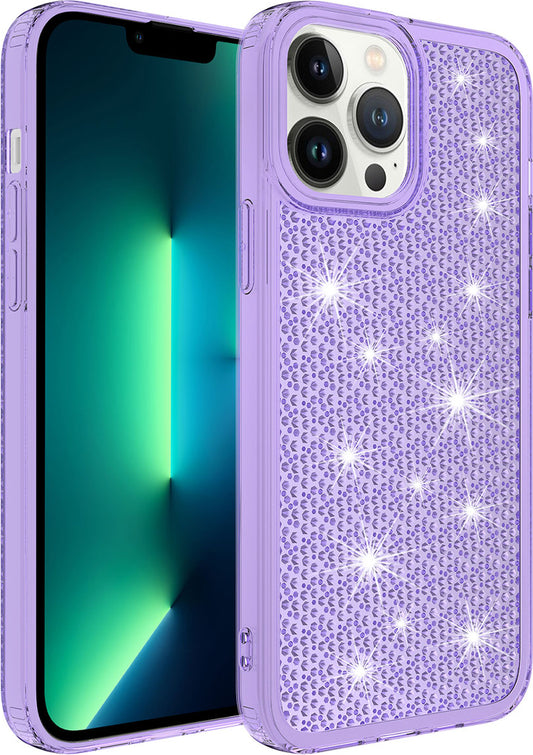 Apple iPhone 13 Pro Max Kılıf Airbagli Parlak Tasarımlı Mnc Snow Kapak-Mor