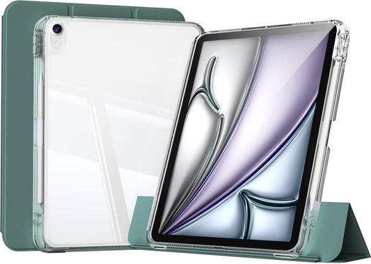iPad Air 13 2025 M3 Kılıf Magnetik Ayrılabilen Airbagli Mnc Sliding Tablet Kılıfı - Koyu Yeşil