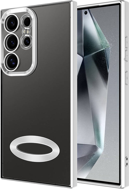 Galaxy S24 Ultra Kılıf Kamera Korumalı Logo Gösteren Mnc Omega Kapak-Gümüş