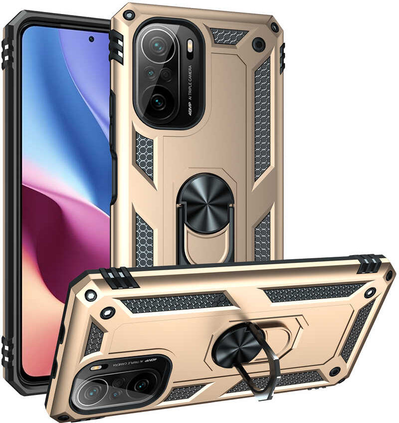 Xiaomi Poco F3 Kılıf Mnc Vega Kapak-Gold