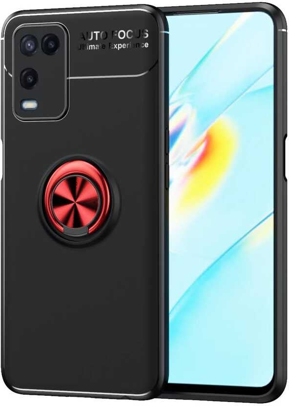 Oppo A54 4g Kılıf Mnc Ravel Silikon Kapak-Siyah-Kırmızı