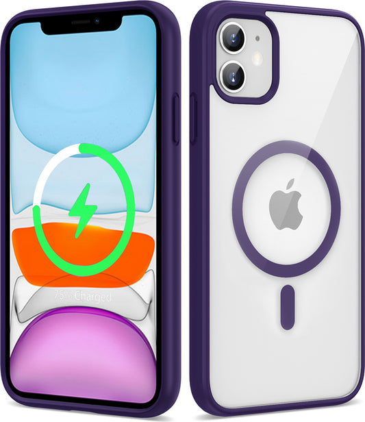 Apple iPhone 11 Kılıf Magsafe Wireless Şarj Özellikli Silikon Mnc Ege Kapak-Derin Mor