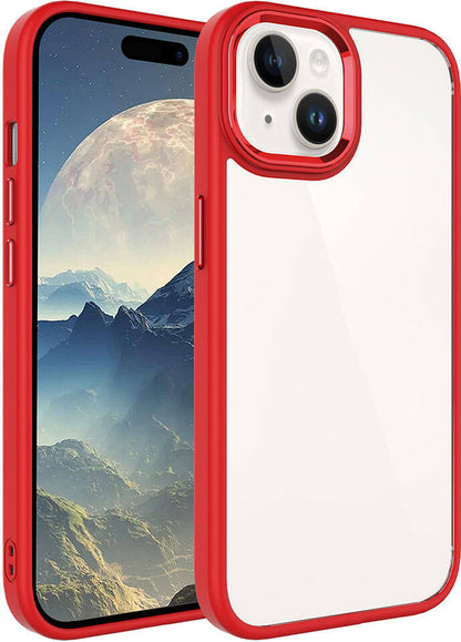 Apple iPhone 15 Plus Kılıf Mnc Krom Kapak-Kırmızı