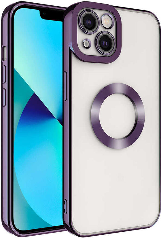 Apple iPhone 14 Plus Kılıf Kamera Korumalı Logo Gösteren Mnc Omega Kapak-Derin Mor