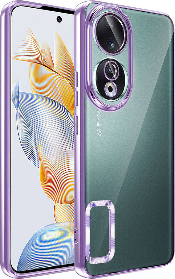 Huawei Honor 90 Kılıf Kamera Korumalı Logo Gösteren Mnc Omega Kapak-Lila