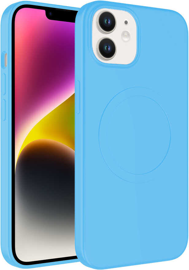 Apple iPhone 11 Kılıf Magsafe Wireless Şarj Özellikli Pastel Renk Silikon Mnc Plas Kapak-Mavi Açık