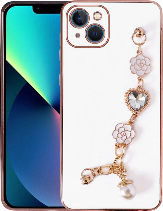 Apple iPhone 14 Plus Kılıf El Tutamaçlı Kamera Korumalı Mnc Taka Silikon Kapak-Beyaz