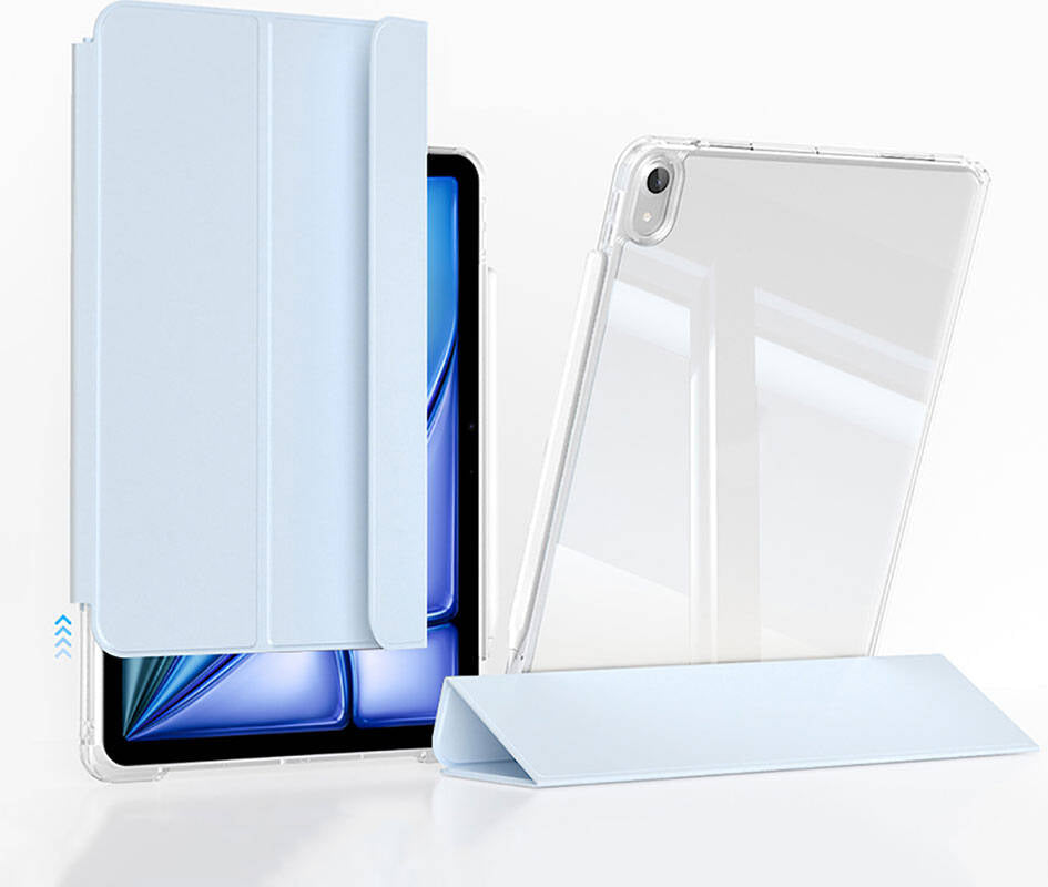 iPad Air 11 2025 M3 Kılıf Magnetik Ayrılabilen Airbagli Mnc Sliding Tablet Kılıfı - Mavi Açık