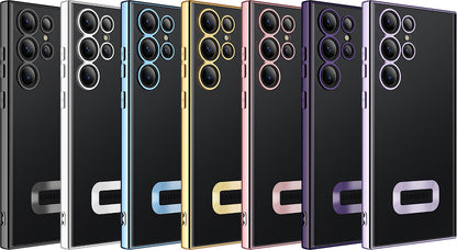 Galaxy S23 Ultra Kılıf Kamera Korumalı Logo Gösteren Mnc Omega Kapak-Sierra Mavi