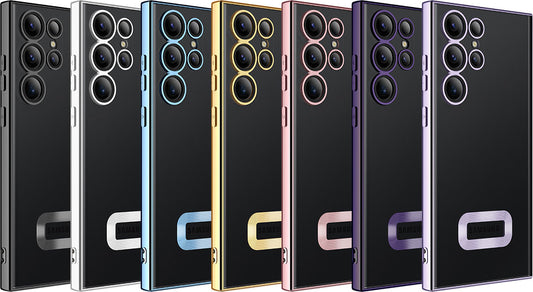 Galaxy S23 Ultra Kılıf Kamera Korumalı Logo Gösteren Mnc Omega Kapak-Sierra Mavi