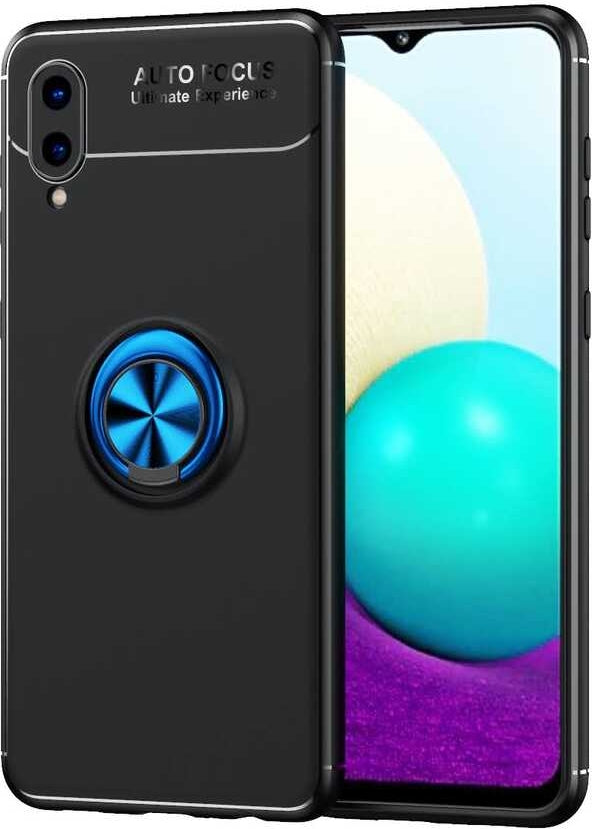 Galaxy A02 Kılıf Mnc Ravel Silikon Kapak-Siyah-Mavi