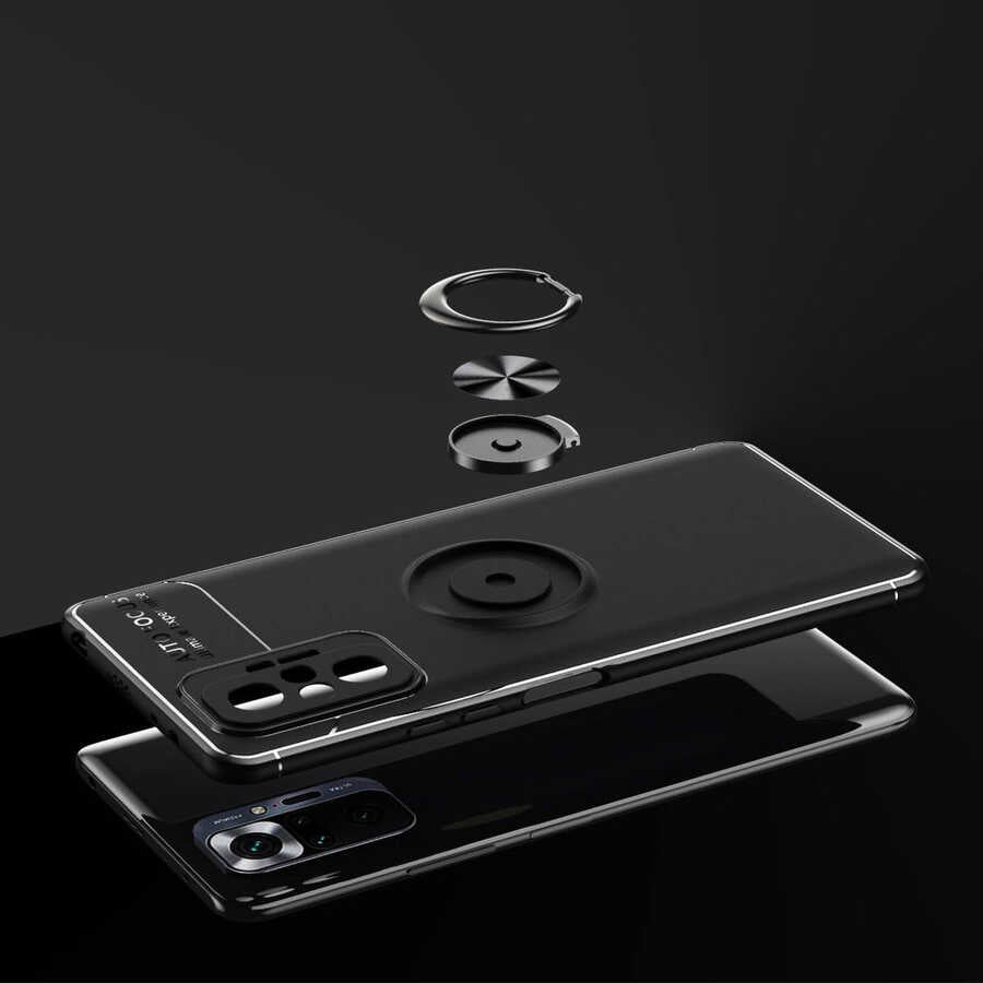Xiaomi Redmi Note 10 Pro Kılıf Mnc Ravel Silikon Kapak-Siyah-Kırmızı