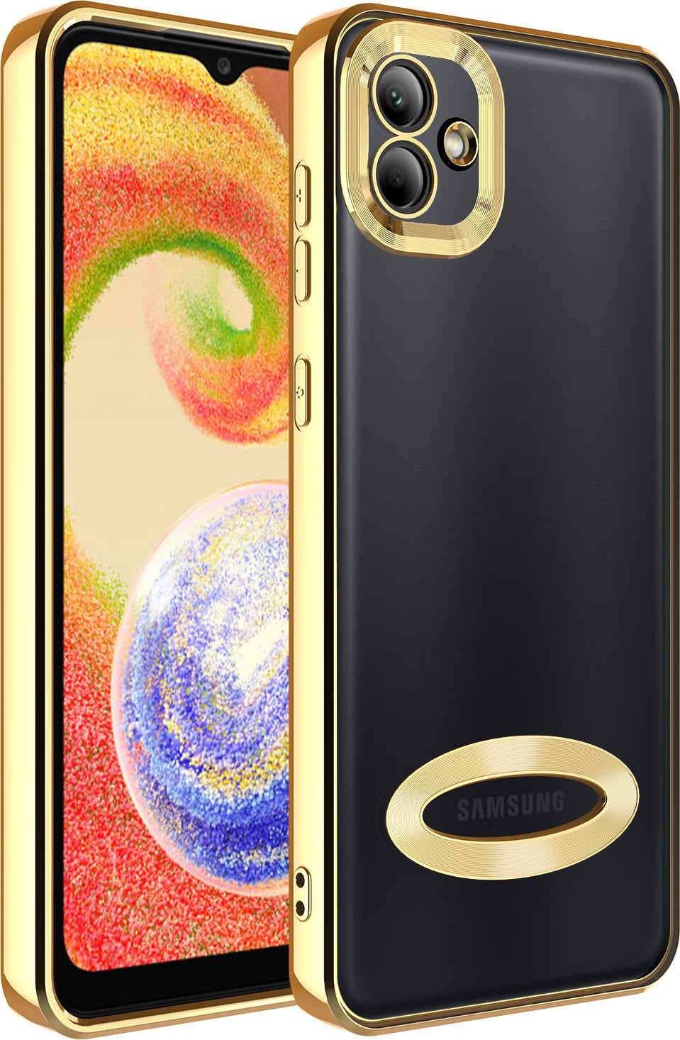 Galaxy A04 Kılıf Kamera Korumalı Logo Gösteren Mnc Omega Kapak-Gold