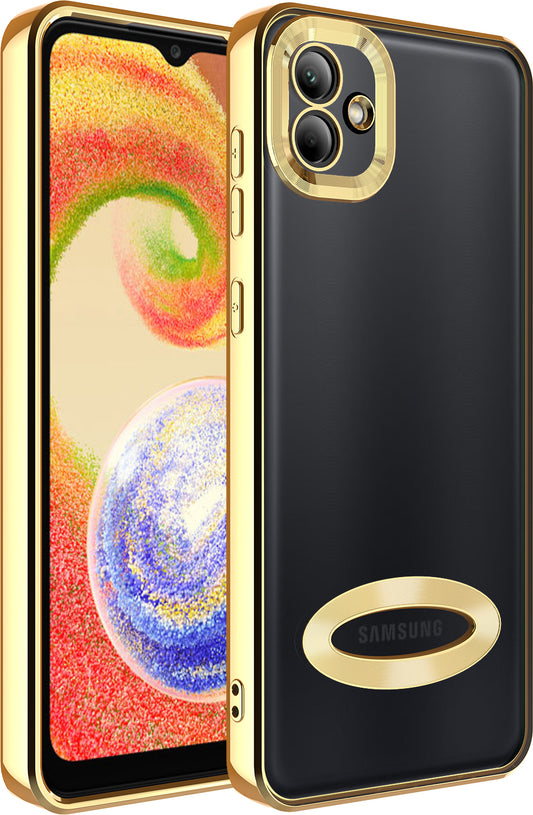 Galaxy A04 Kılıf Kamera Korumalı Logo Gösteren Mnc Omega Kapak-Gold
