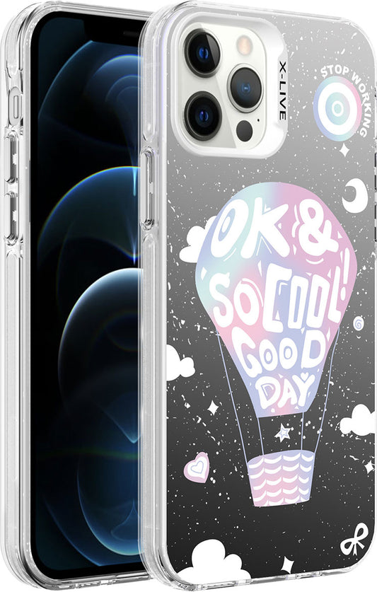 Apple iPhone 12 Pro Kılıf Desenli Mnc Silver Sert Kapak-Balon