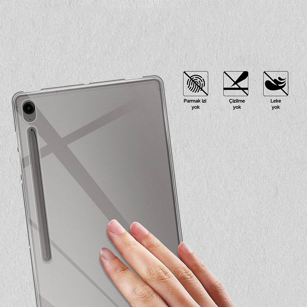 Galaxy Tab S9 Fe Kılıf  Uyumlu Mnc Tablet Süper Silikon Kapak-Renksiz