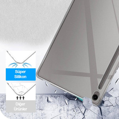 Galaxy Tab S9 Fe Kılıf  Uyumlu Mnc Tablet Süper Silikon Kapak-Renksiz