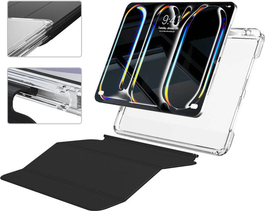 apple iPad Pro 11 2024 Kılıf Magnetik Ayrılabilen Airbagli Uyumlu Mnc Sliding Tablet Kılıfı-Siyah
