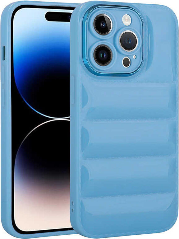 Apple iPhone 14 Pro Kılıf Kamera Korumalı Parlak Airbag'li Mnc Galya Kapak-Mavi