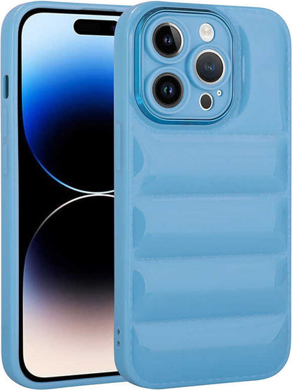 Apple iPhone 14 Pro Kılıf Kamera Korumalı Parlak Airbag'li Mnc Galya Kapak-Mavi