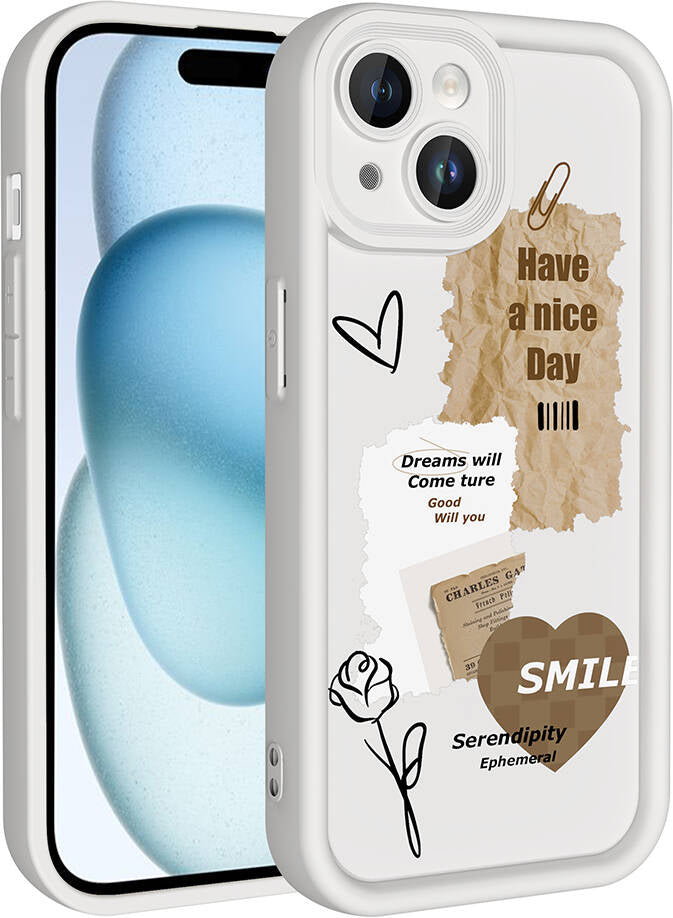 Apple iPhone 14 Kılıf Kamera Korumalı Baskılı Arka Yüzey Mnc Klas Kapak-Koyu Kahve