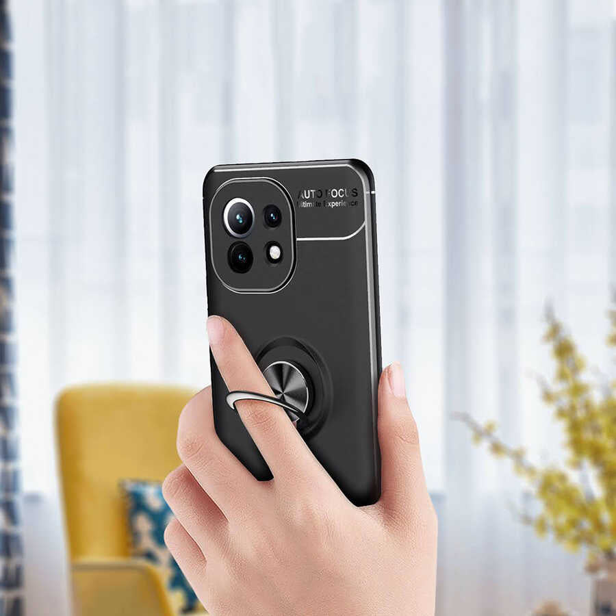 Xiaomi Mi 11 Kılıf Mnc Ravel Silikon Kapak-Siyah