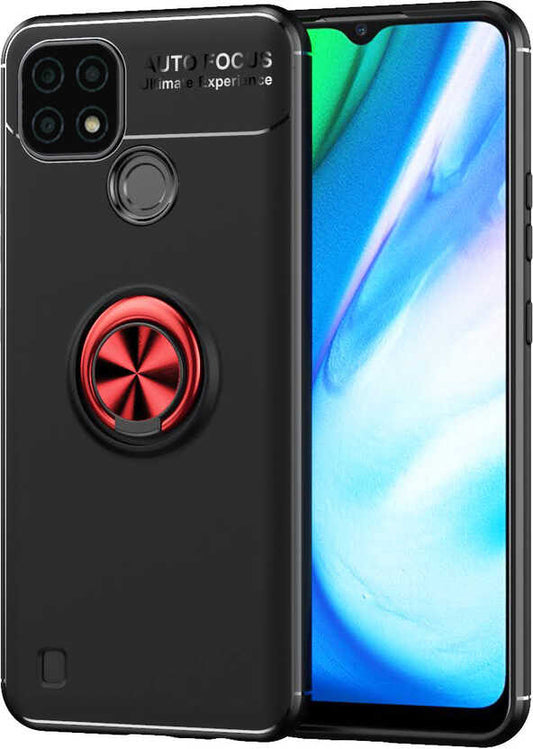 Realme C25 Kılıf Mnc Ravel Silikon Kapak-Siyah-Kırmızı