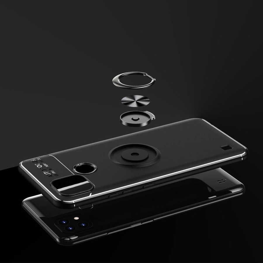 Realme C25 Kılıf Mnc Ravel Silikon Kapak-Siyah-Kırmızı