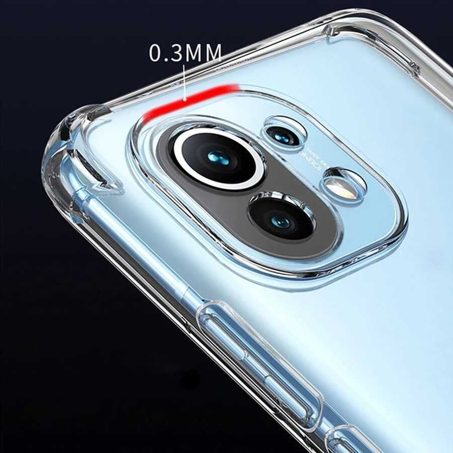 Xiaomi Mi 11 Lite Kılıf Mnc Kamera Korumalı Nitro Anti Shock Silikon-Renksiz