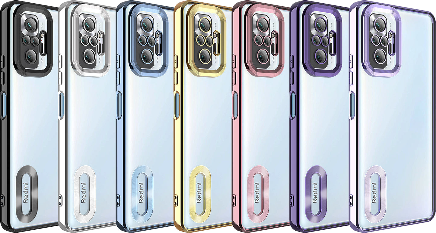 Xiaomi Redmi Note 10 Pro Kılıf Kamera Korumalı Logo Gösteren Mnc Omega Kapak-Rose Gold