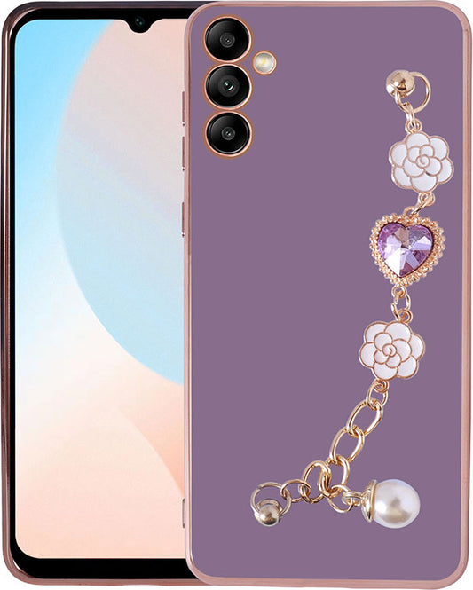 Galaxy A24 Kılıf El Tutamaçlı Kamera Korumalı Mnc Taka Silikon Kapak-Mor