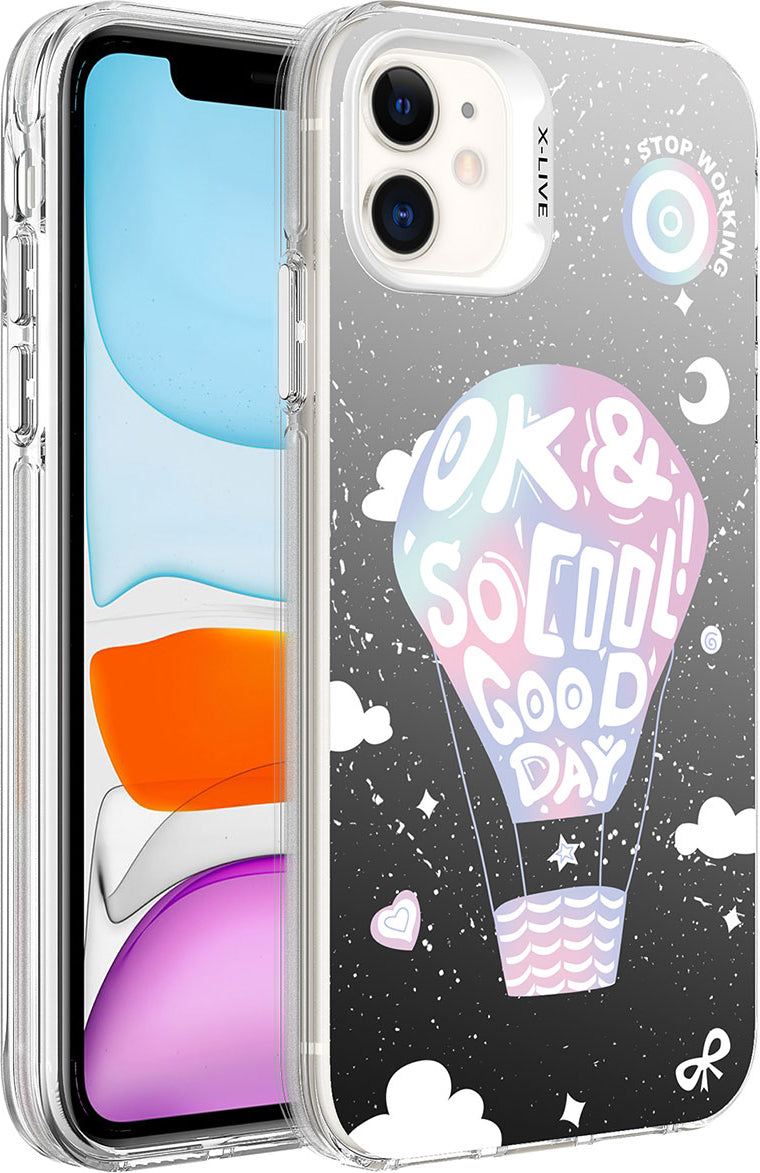 Apple iPhone 12 Kılıf Desenli Mnc Silver Sert Kapak-Balon