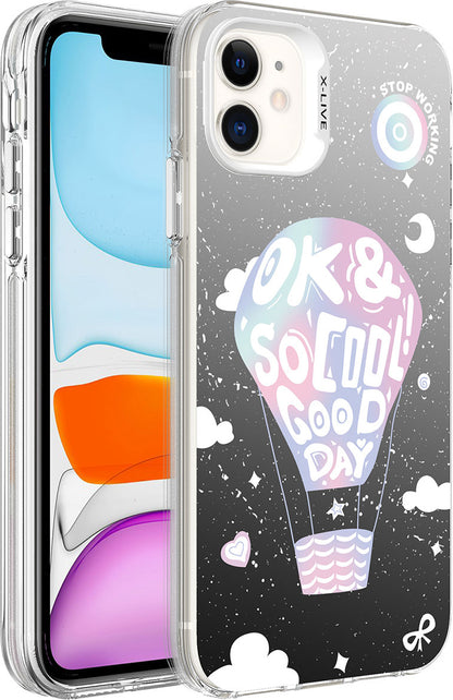 Apple iPhone 12 Kılıf Desenli Mnc Silver Sert Kapak-Balon