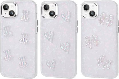 Apple iPhone 14 Kılıf Kabartma Figürlü Parlak Mnc Eralli Silikon Kapak-Ayı