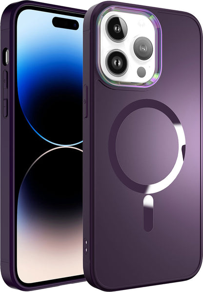 Apple iPhone 14 Pro Max Kılıf Magsafe Wireless Şarj Özellikli Mnc Stil Kapak-Derin Mor
