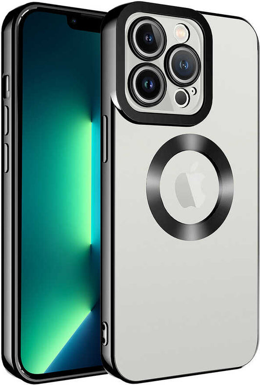 Apple iPhone 11 Pro Max Kılıf Kamera Korumalı Logo Gösteren Mnc Omega Kapak-Siyah