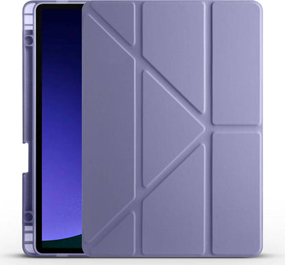 Galaxy Tab S9 Kılıf  Uyumlu Mnc Tri Folding Kalem Bölmeli Standlı Kılıf-Mor
