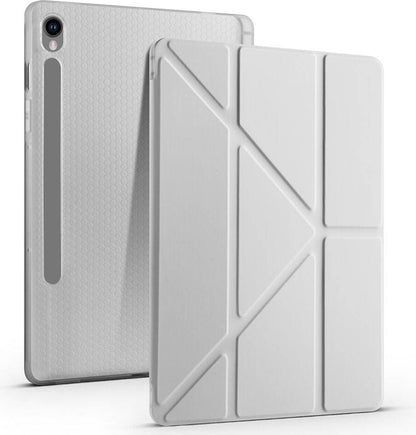 Galaxy Tab S9 Kılıf  Uyumlu Mnc Tri Folding Kalem Bölmeli Standlı Kılıf-Mor