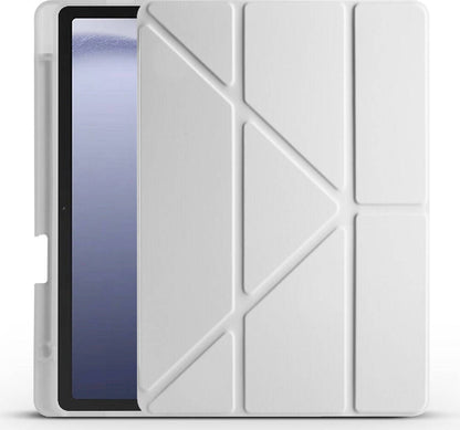 Galaxy Tab A9 Kılıf Uyumlu Mnc Tri Folding Kalem Bölmeli Standlı Kılıf-Gri
