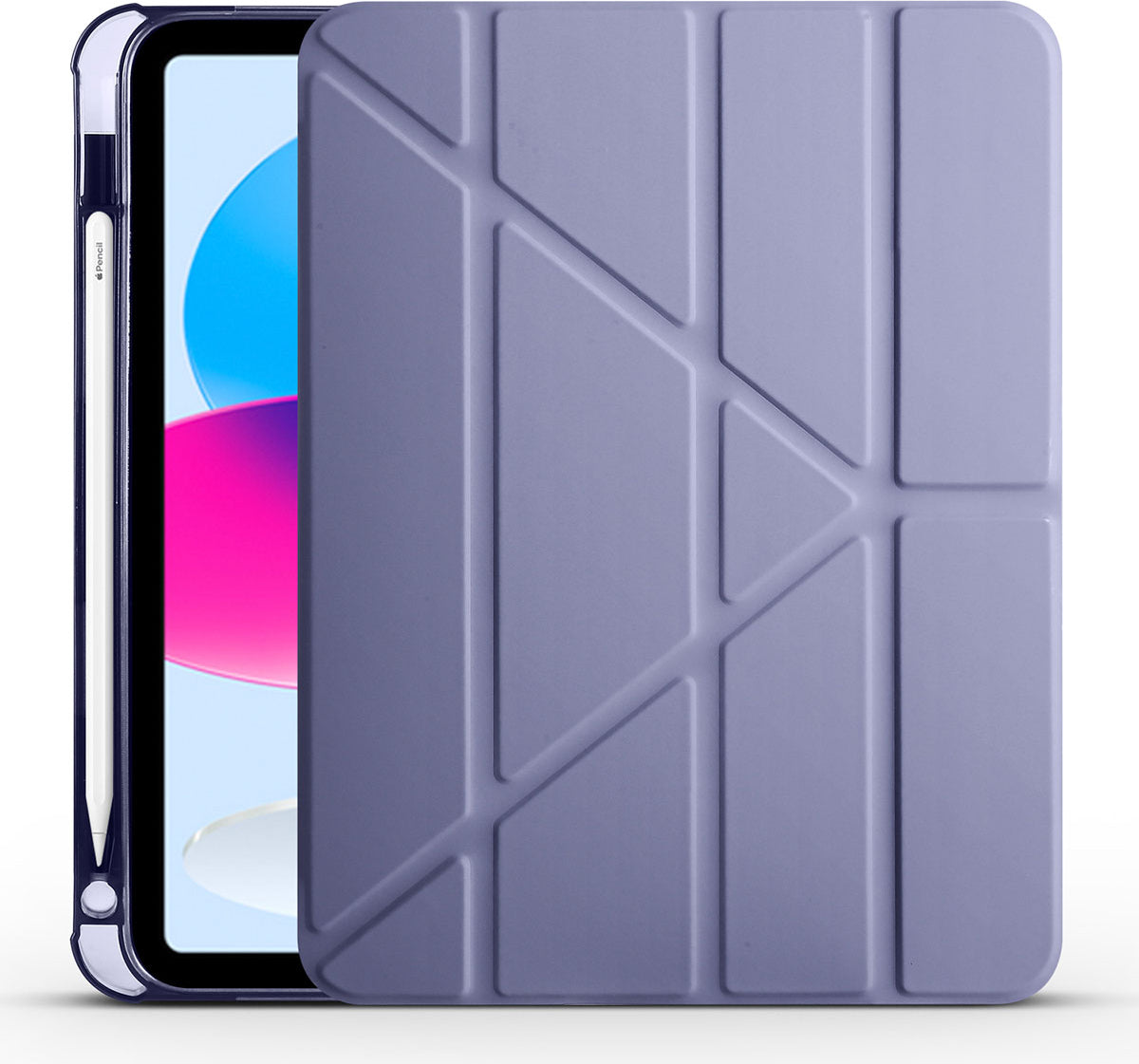 iPad 11.nesil 2025 Kılıf Mnc Tri Folding Kalem Bölmeli Standlı Kılıf - Mor