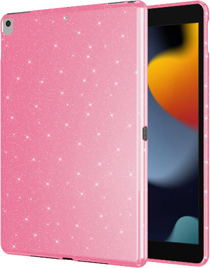 Apple iPad 10.2 2021 (9.nesil) Simli Parlak Görünümlü Uyumlu Mnc Tablet Koton Kılıf-Pembe